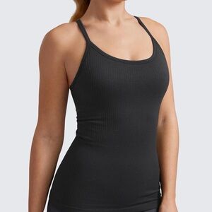 CRZ Yoga Seamless Workout Racerback Tank Top Black M
